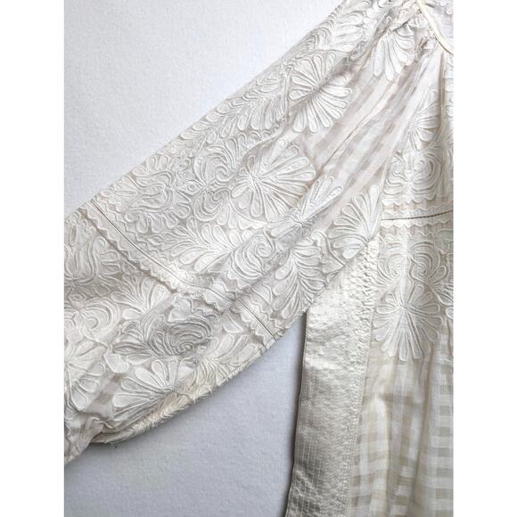 Ulla Johnson Bianca Hand Embroidered Cream Balloon Sleeve Dress 0 - Picture 11 of 13